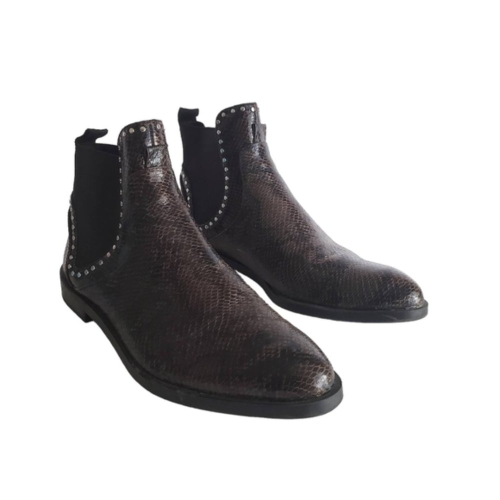 Zara Flat Ankle Boots Snakeskin Stud Boots Size 39